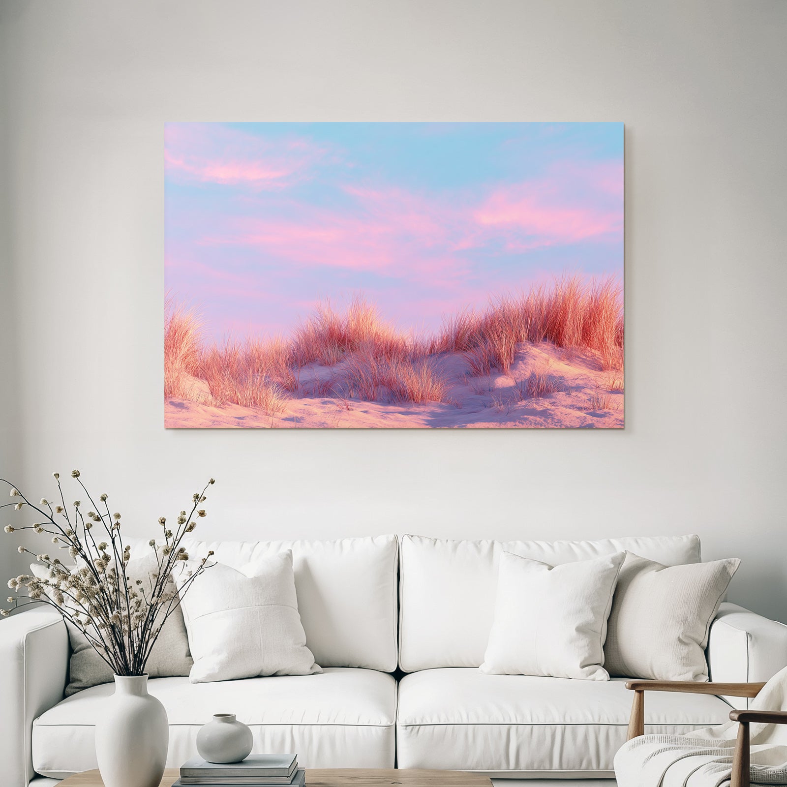 Ruhige Landschaft Gras Auf Sanddünen Mit Pastellfarbenem Himmel | Duenen und Heide | Landschaften