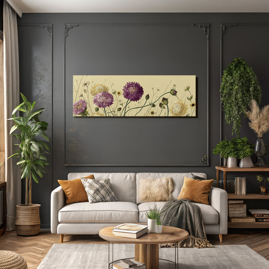 Botanische Illustration Detailreiche Blüten Verschiedene Farben Beige Hintergrund