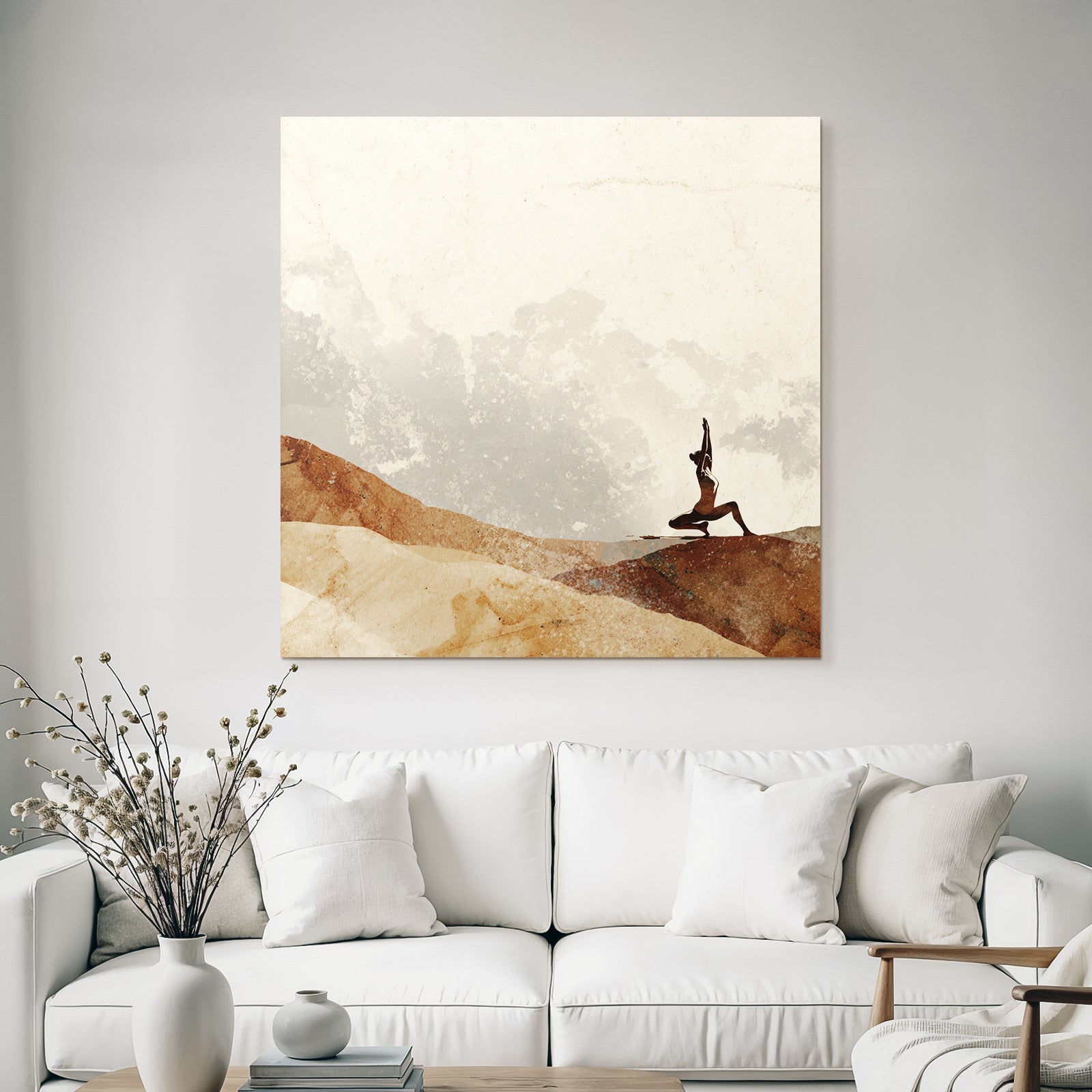 Yoga Meditation Yoga Pose Tranquil Nature Illustration Texturiert Erde Töne Abstract | Yoga und Meditation | Themen und Hobbys