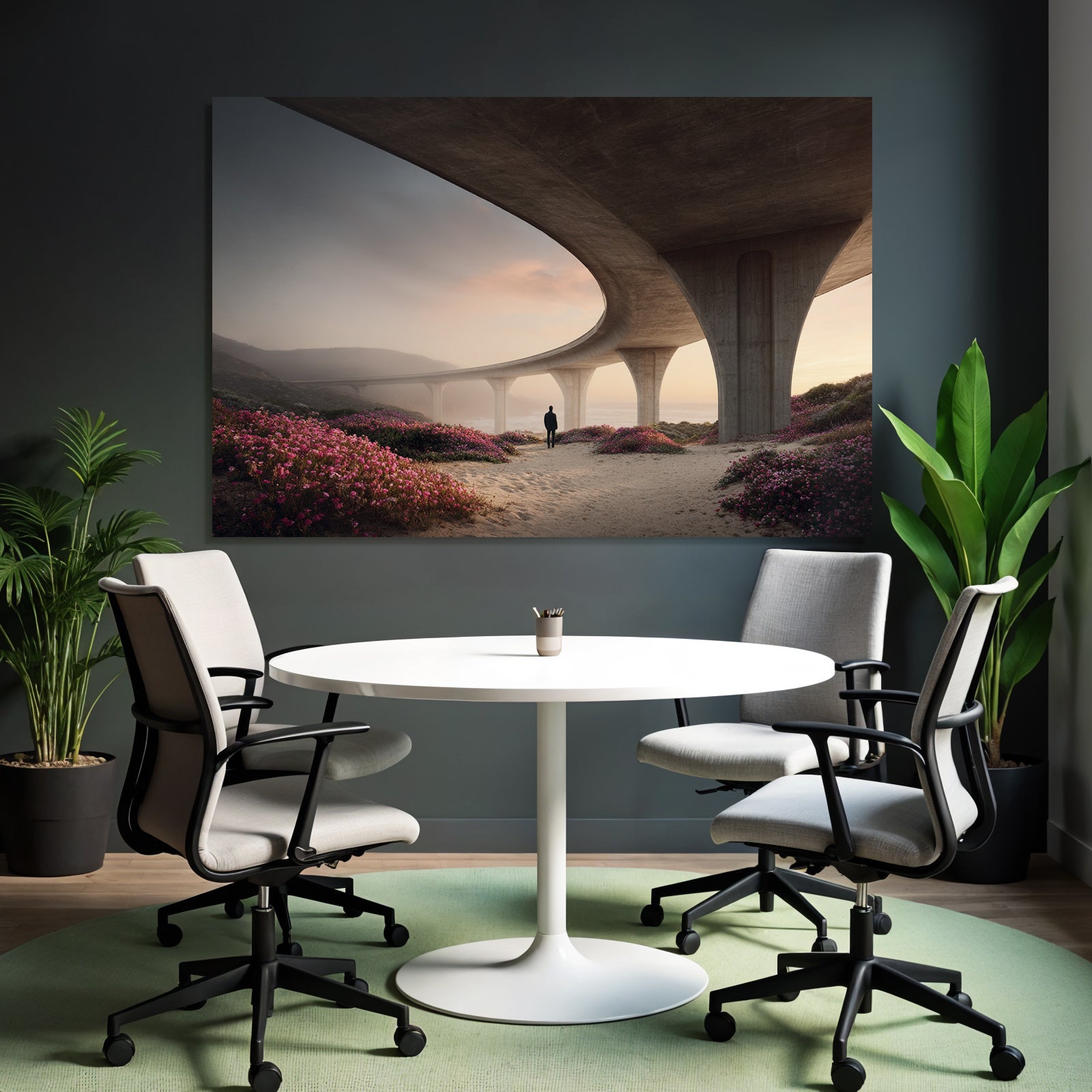 Ruhige Landschaft Brücke Blumen Himmel Dämmerung | Duenen und Heide | Landschaften