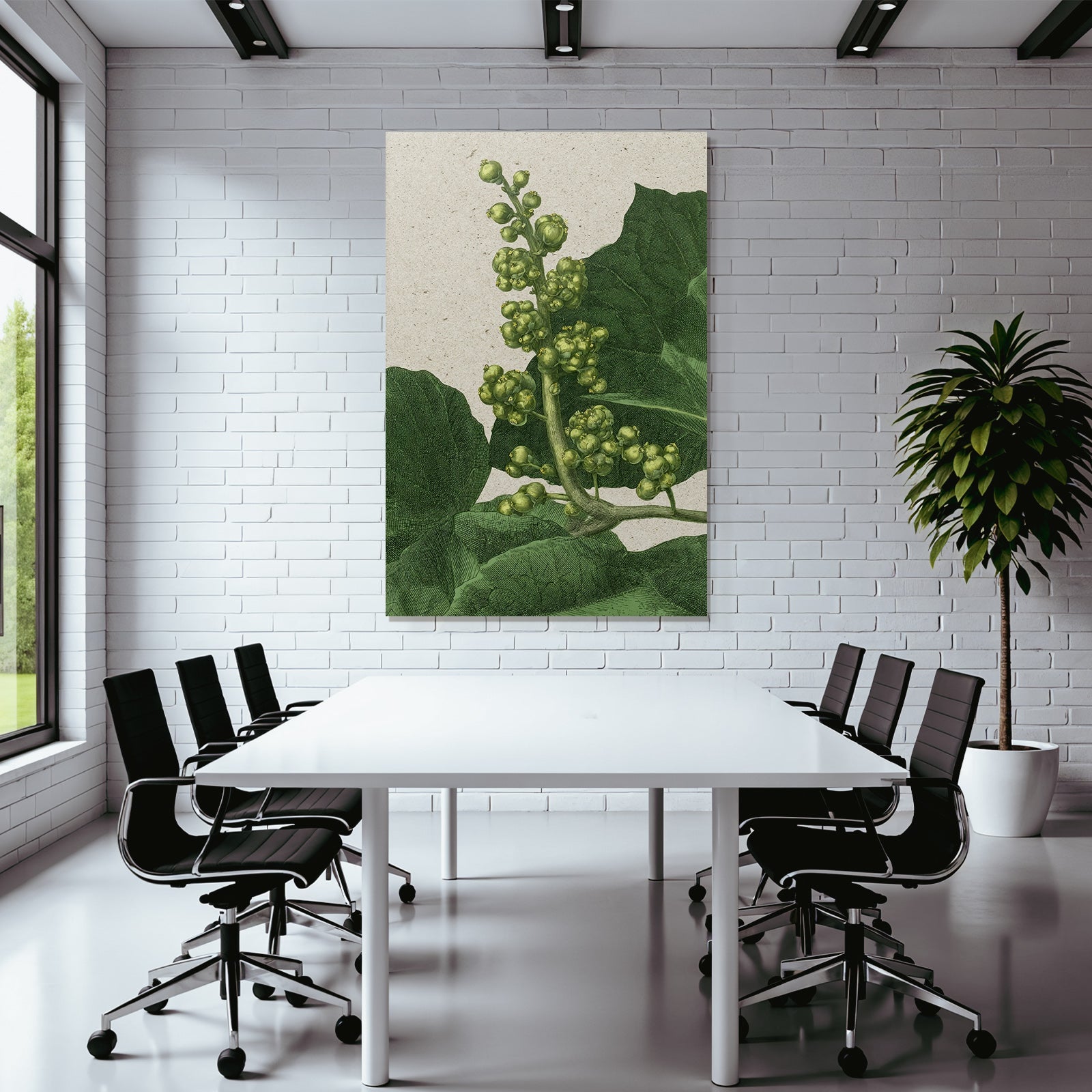 Botanische Illustration Mit Grünen Blättern Und Fruchtständen