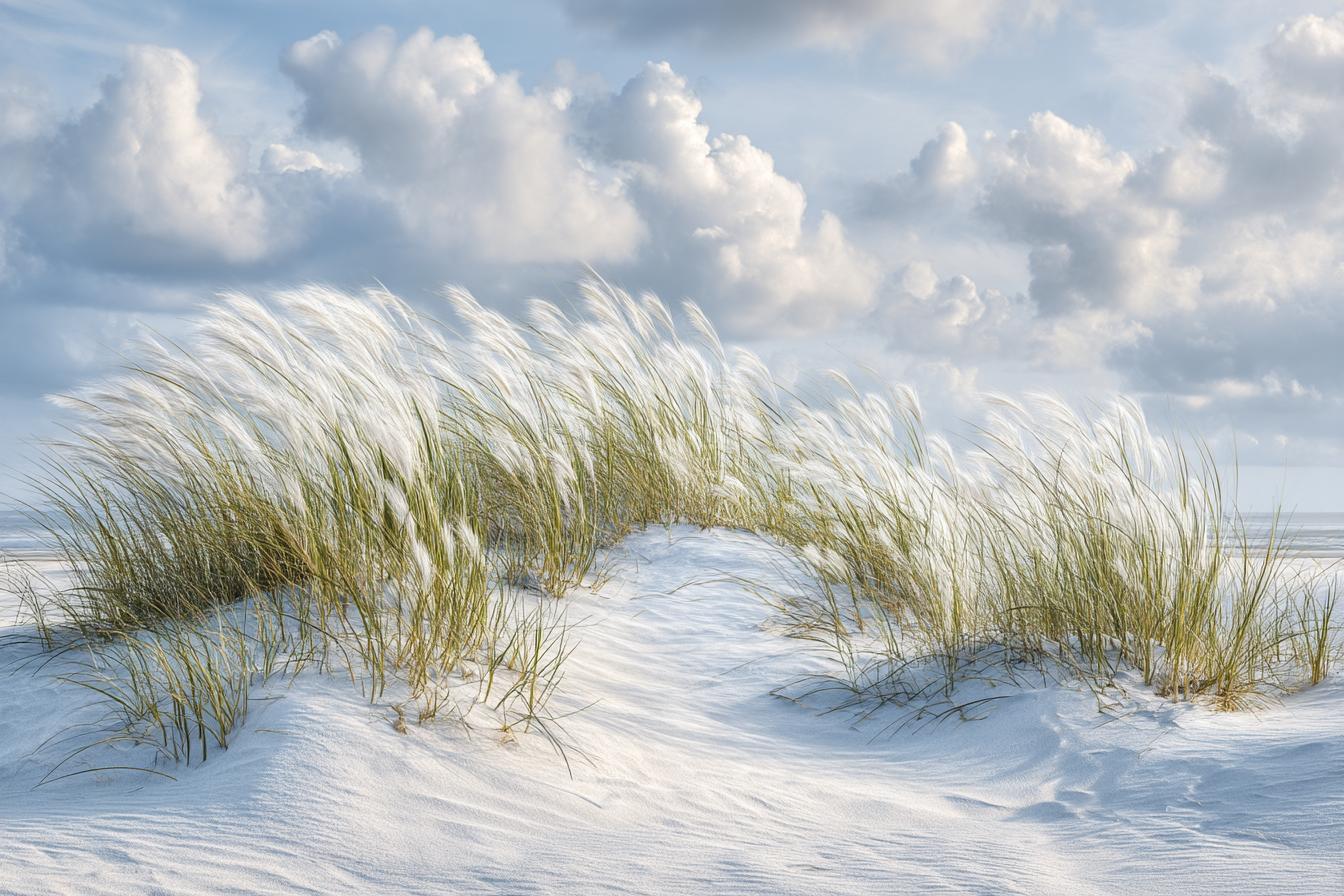 Sandstrand Mit Gras Und Wolken | Duenen und Heide | Landschaften