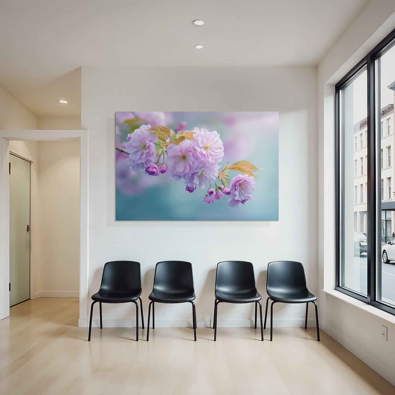 Zweig Mit Zarten Kirschblüten Und Jungen Blütenknospen