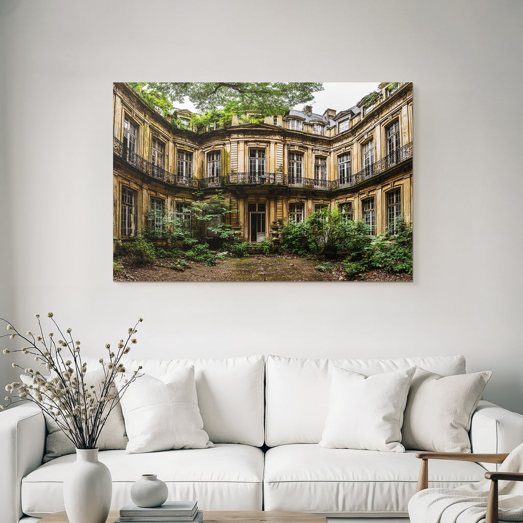 Verlassenes Innenhof Eines Historischen Gebaudes Mit Pflanzen Und Decay | Lost Places | Architektur