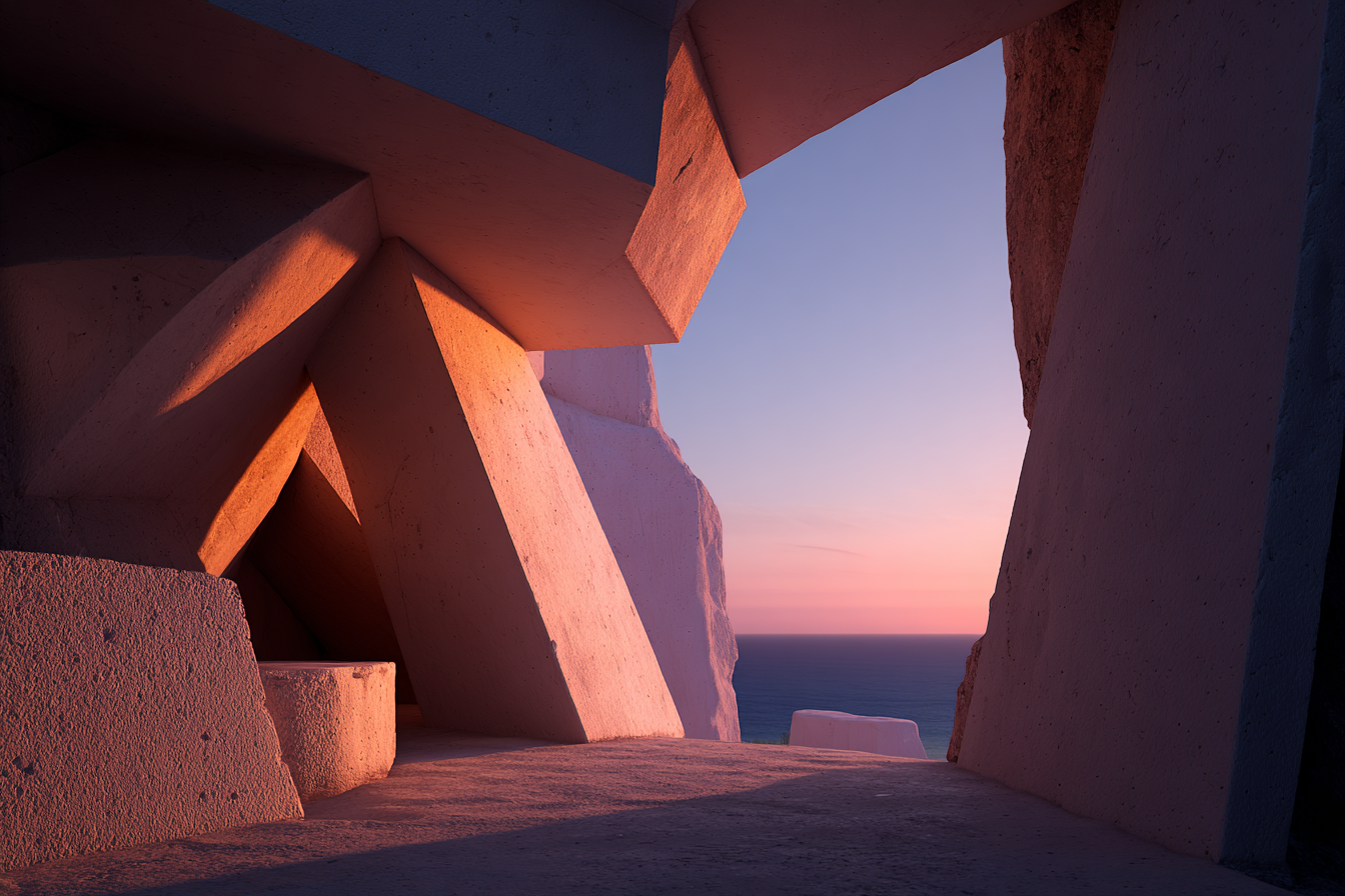 Yoga Meditation Moderne Architektur Gegenüber Dem Meer Sonnenuntergang | Yoga und Meditation | Themen und Hobbys