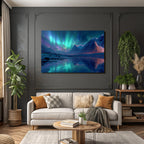 Polarlicht Nordlichter Und Gebirgen Im Nachtlandschaft | Fjorde und Gletscher | Landschaften