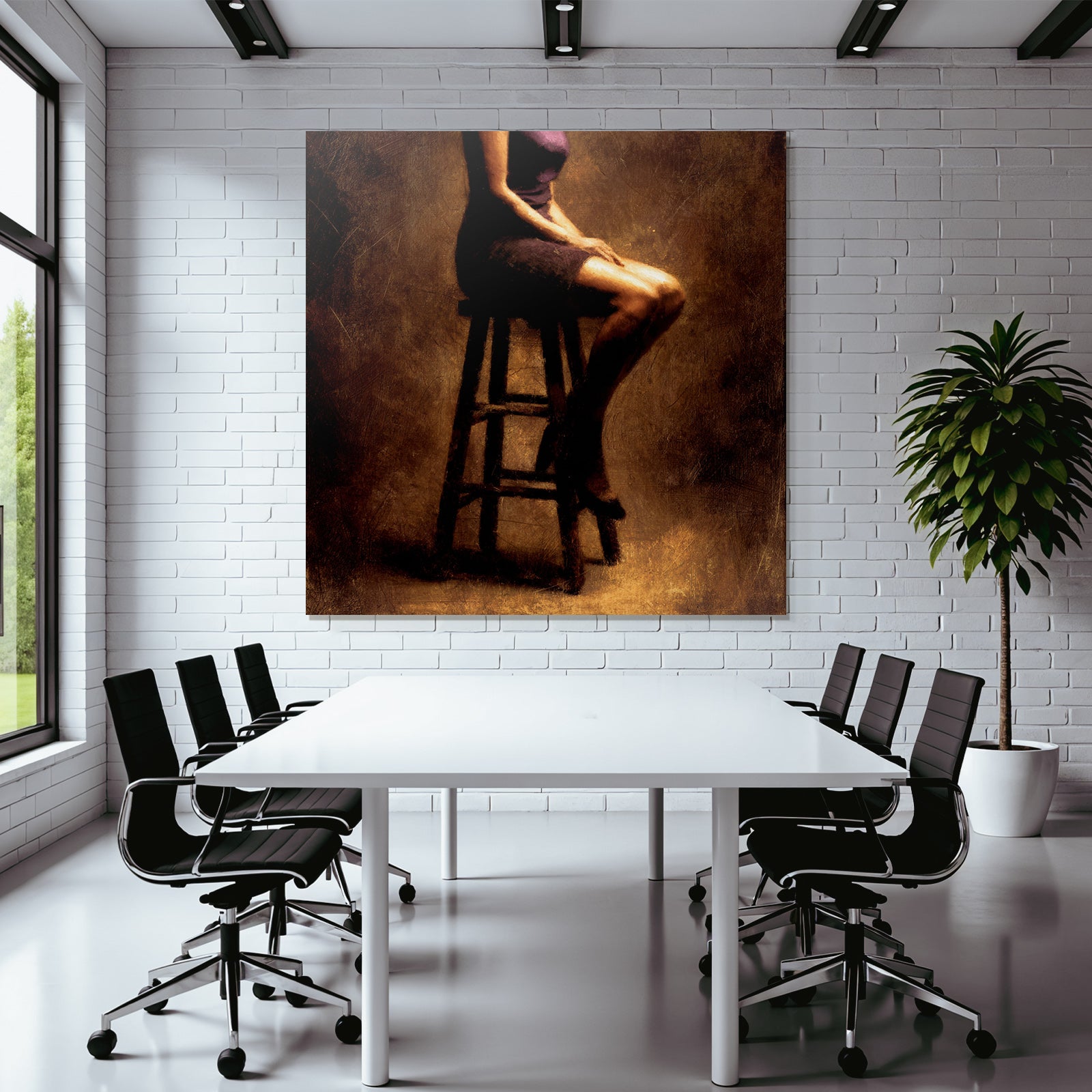 Künstlerische Darstellung Einer Person Auf Einem Hocker Mit Intimer Atmosphäre | Aktkunst und Sinnlichkeit | Menschen und Emotionen