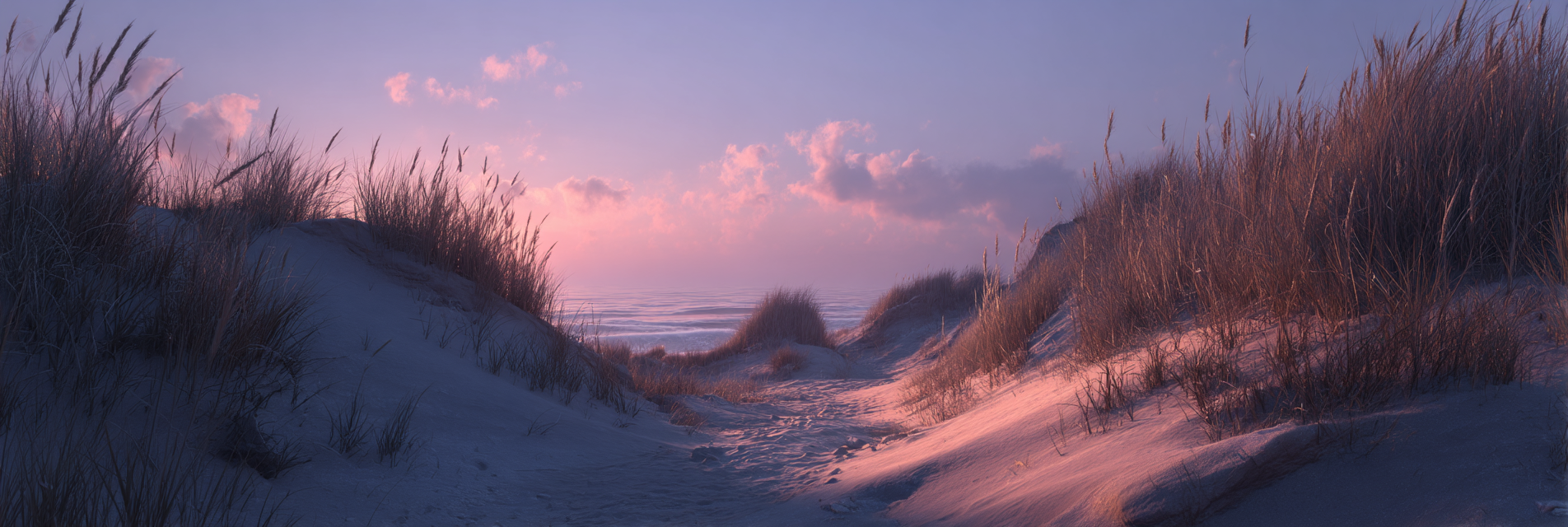Kustlandschaft Bei Dämmerung Mit Sanddünen Und Kaltem Meer | Duenen und Heide | Landschaften