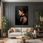Elegante Porträt Von Hinten Introspektiv Schwarz Grazie | Aktkunst und Sinnlichkeit | Menschen und Emotionen