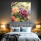 Schone Malerei Mit Rosen In Vielen Farben Und Grunem Laub