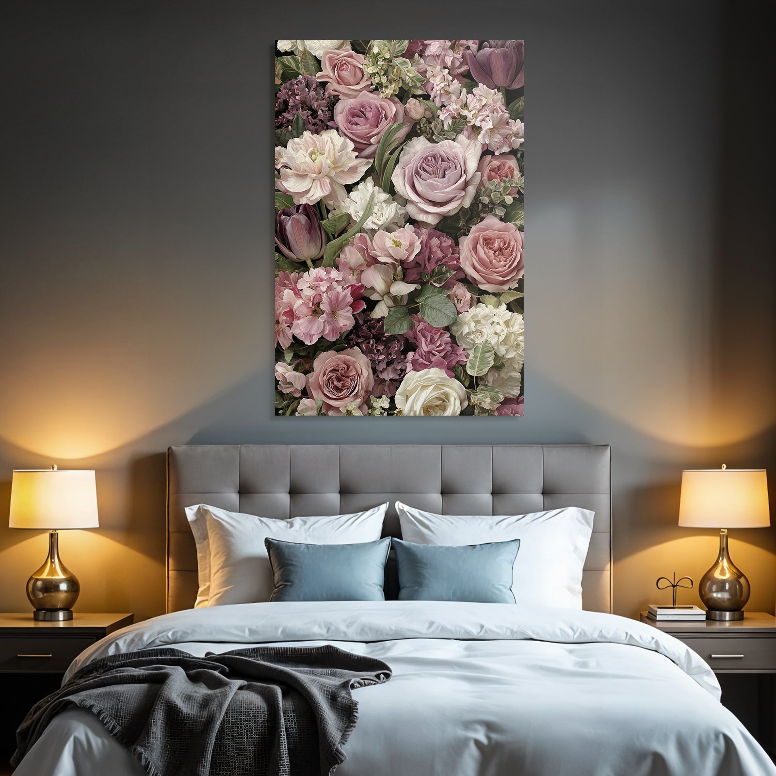 Arrangement In Pink Weiss Und Lila Mit Rosen Und Tulpen