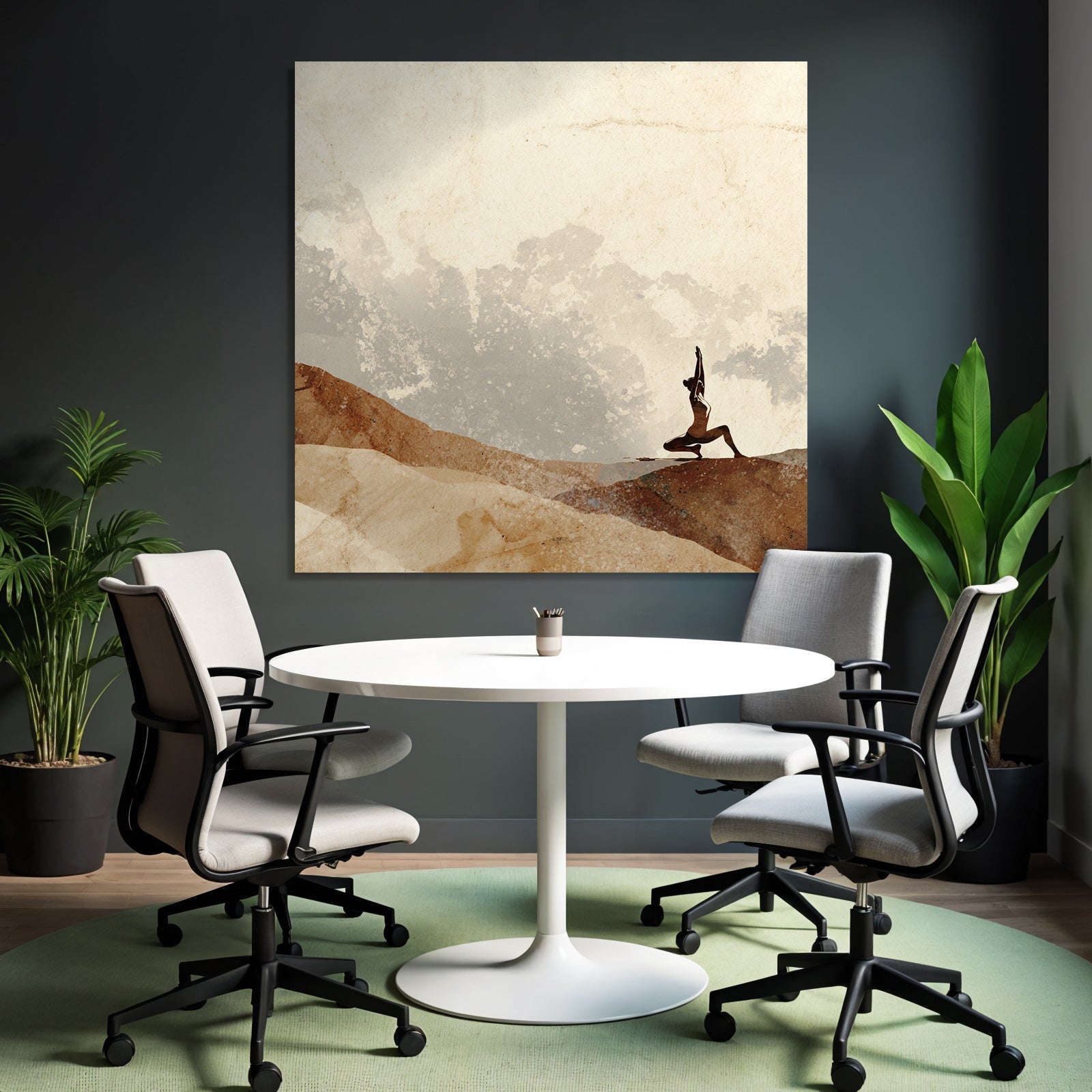 Yoga Meditation Yoga Pose Tranquil Nature Illustration Texturiert Erde Töne Abstract | Yoga und Meditation | Themen und Hobbys