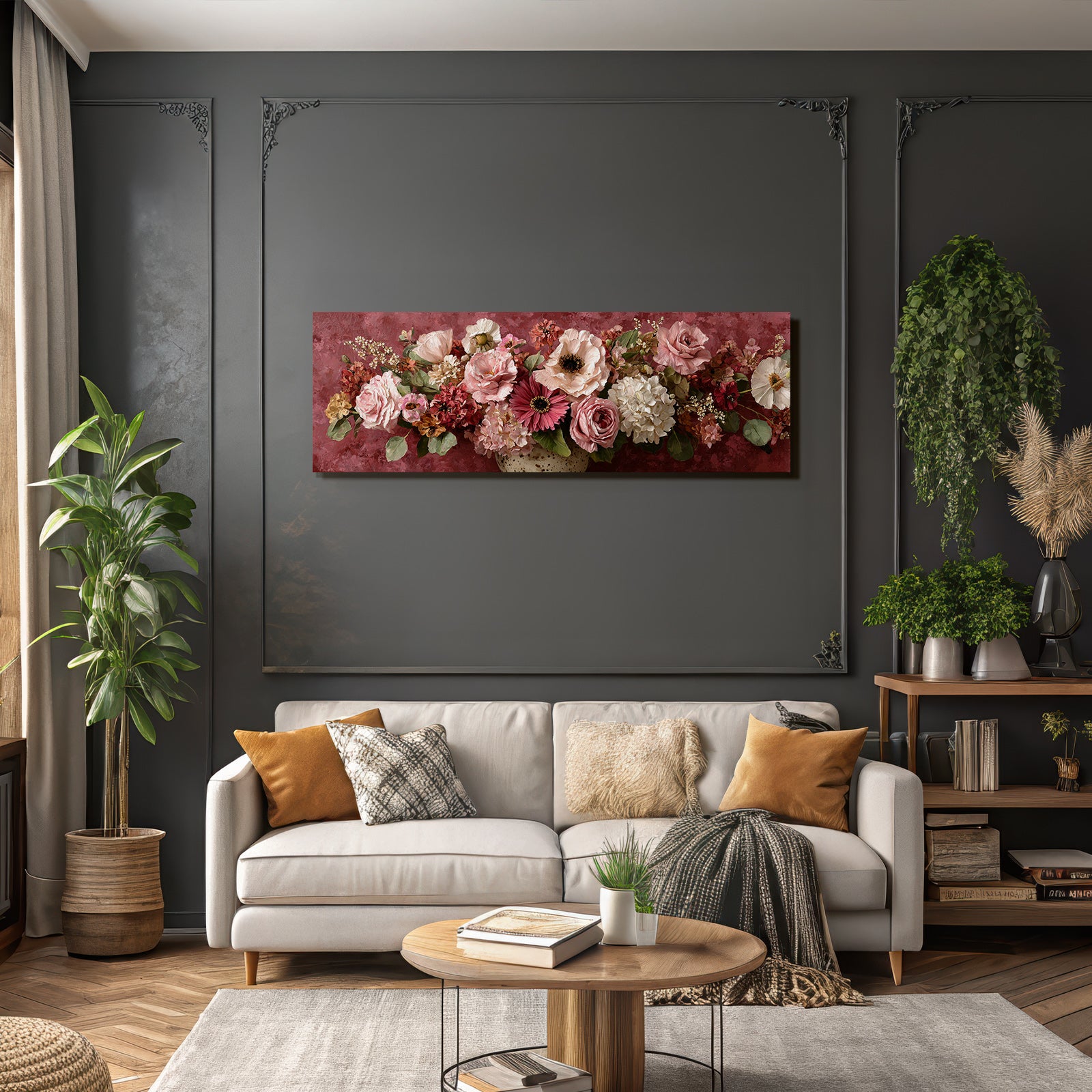 Trocken Retro Flowers Strauss Rot Weiss Rosa Kunstwerk
