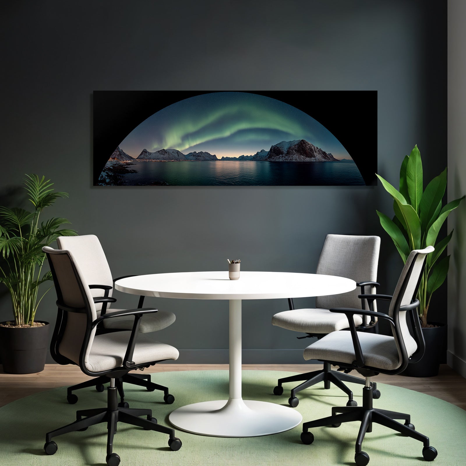 Polarlicht Nordlichter Nachts Schneebedeckte Landschaft Reflexionen | Fjorde und Gletscher | Landschaften