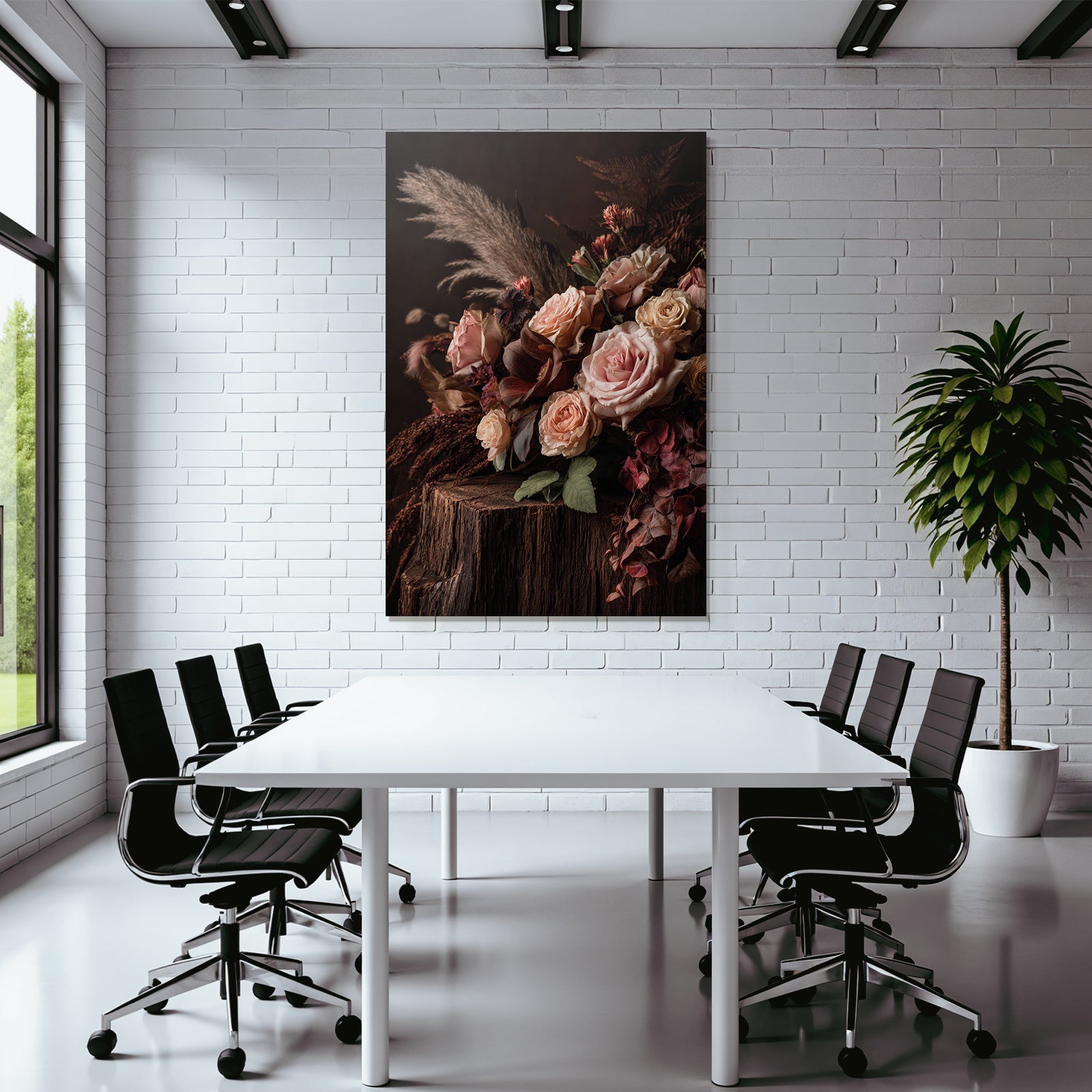 Trocken Retro Flowers Blumiger Strauss Mit Rosen Auf Holzoberfläche