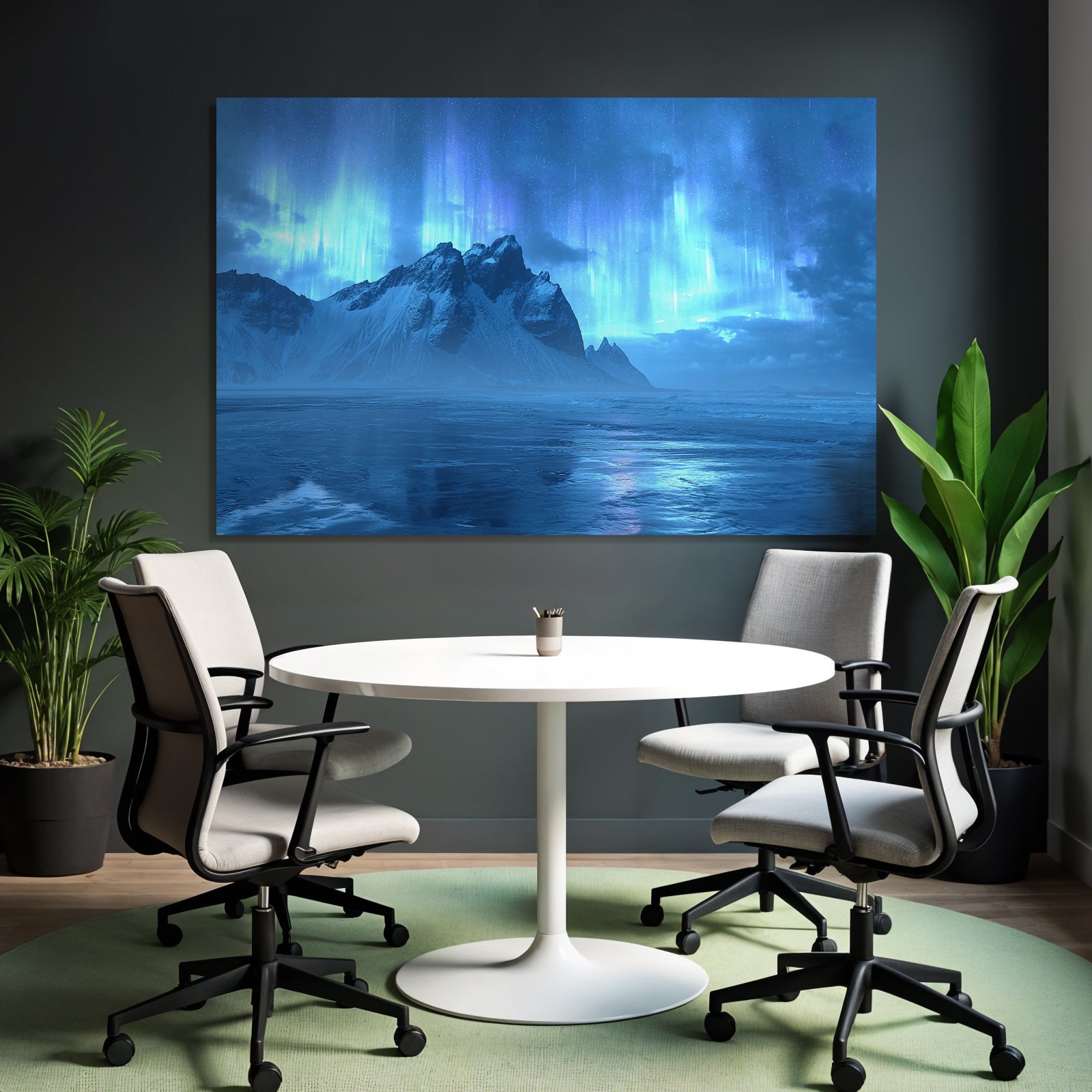 Polarlicht Atemberaubende Landschaft Mit Auroren Und Bergblick | Fjorde und Gletscher | Landschaften