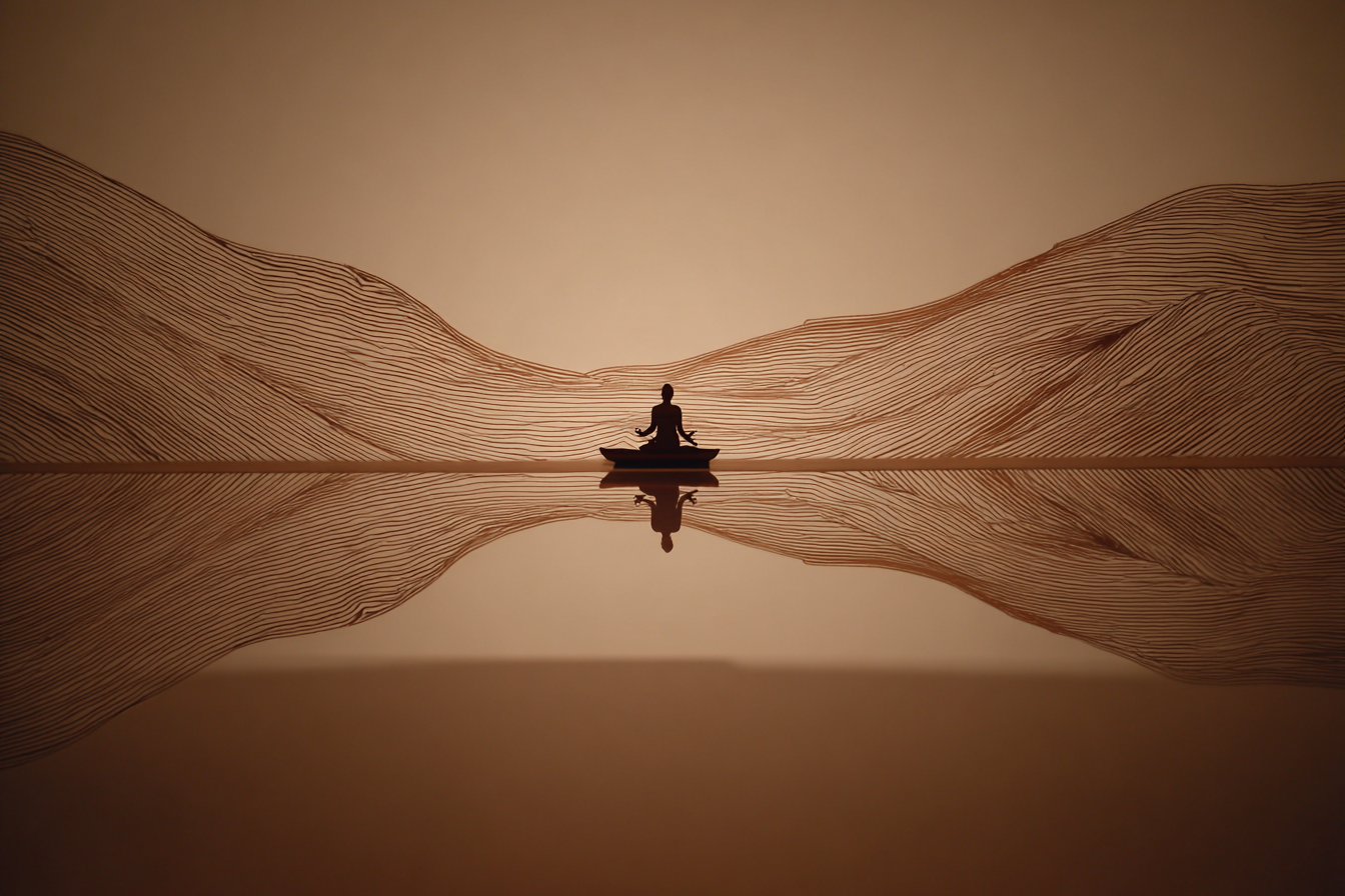 Yoga Meditation Meditative Pose Mit Wellen Und Spiegel Reflexionen | Yoga und Meditation | Themen und Hobbys