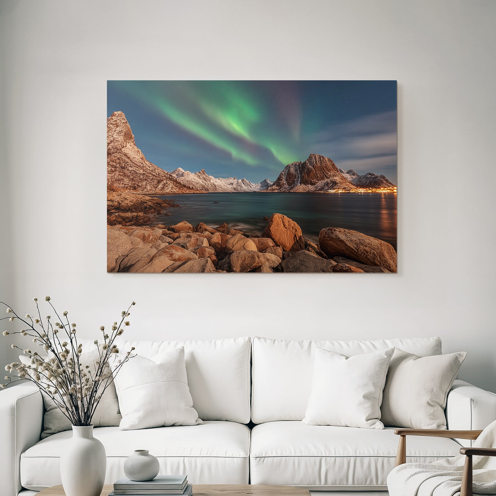 Polarlicht Schöne Landschaft Mit See Und Norlicht In Den Polarregionen | Fjorde und Gletscher | Landschaften
