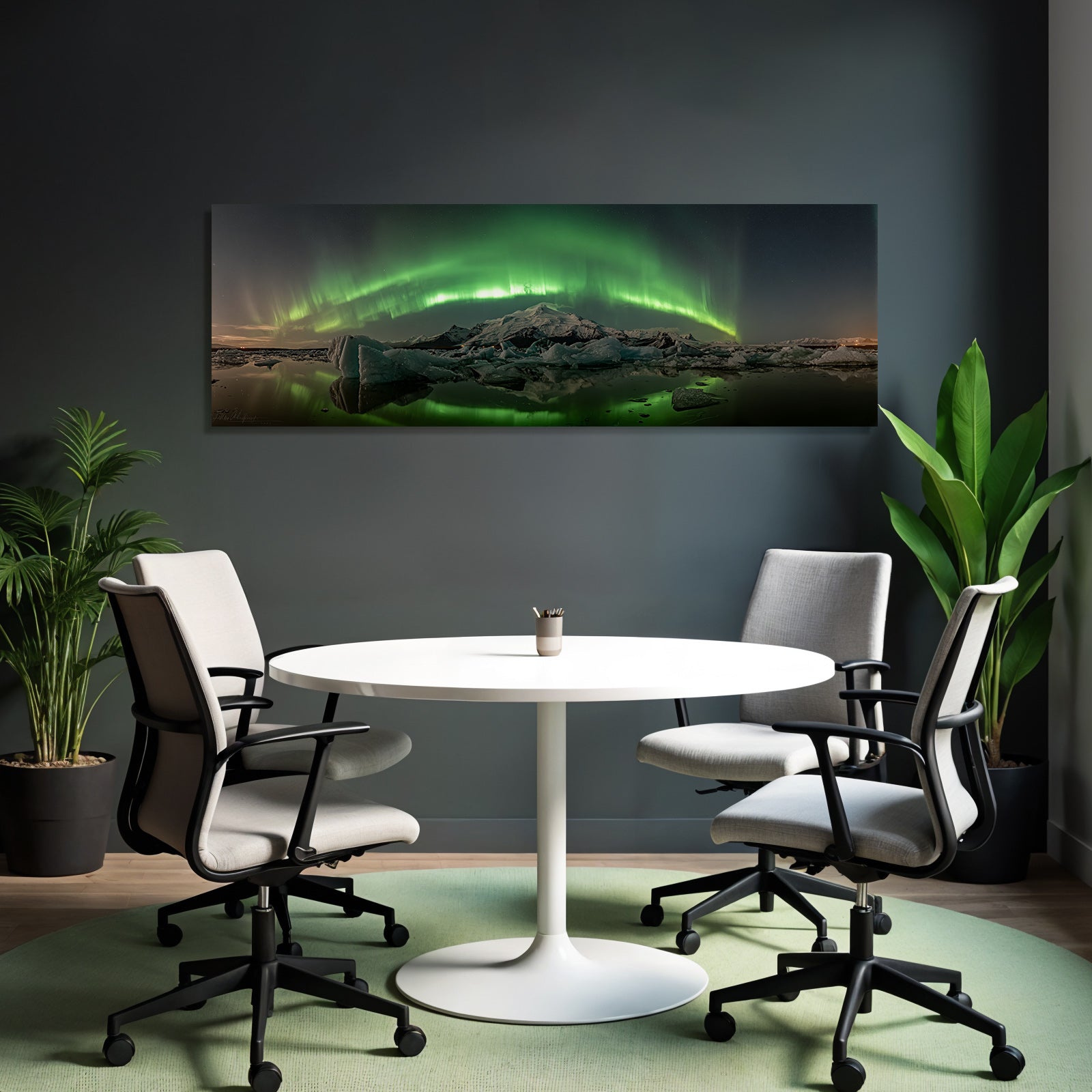 Polarlicht Aurora Borealis Icebergs Mountains Reflection Norwegen | Fjorde und Gletscher | Landschaften