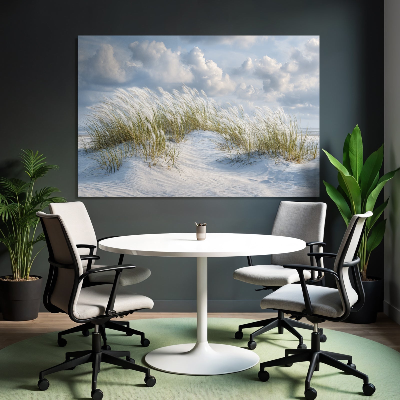 Sandstrand Mit Gras Und Wolken | Duenen und Heide | Landschaften
