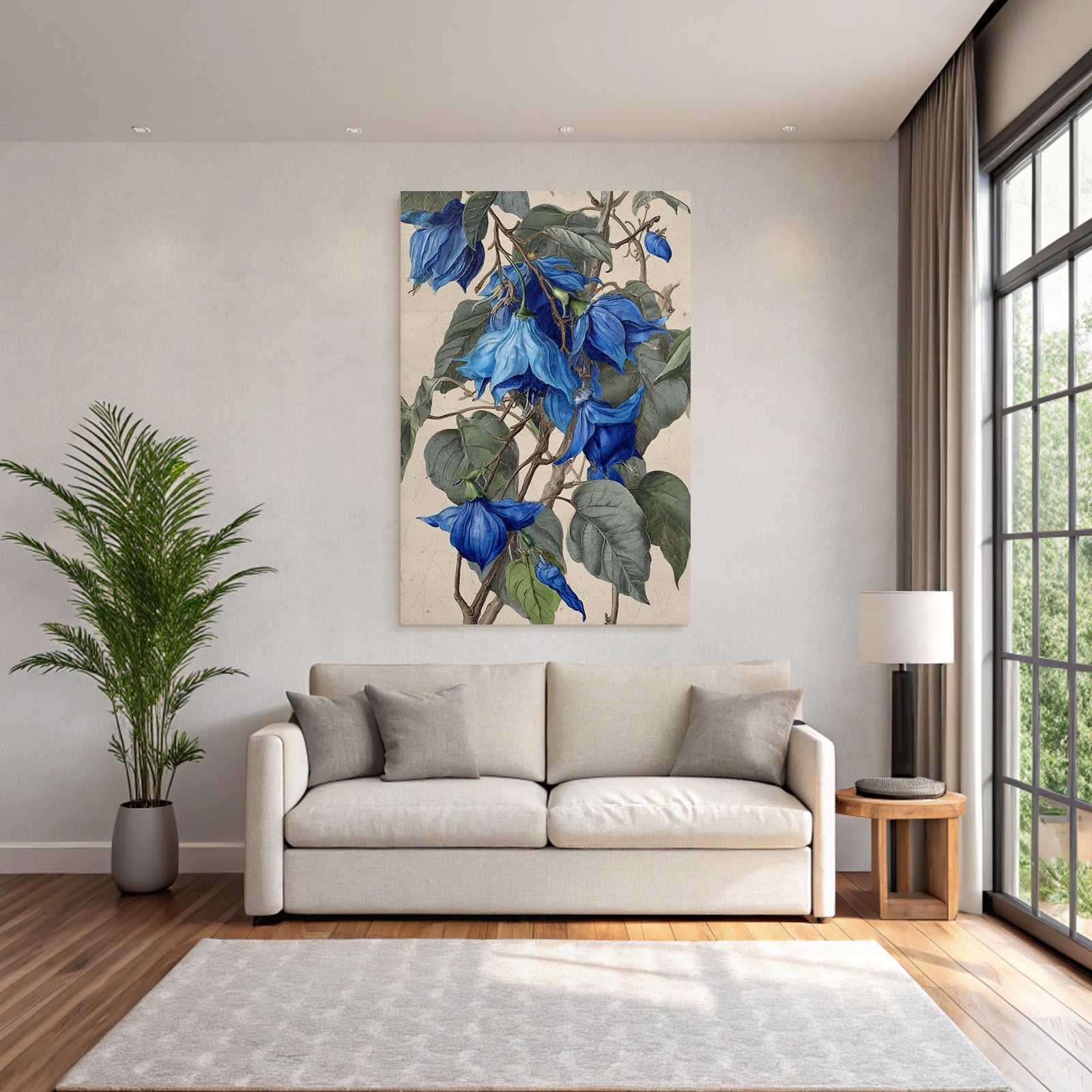 Botanische Illustration Blaü Und Grune Blätter