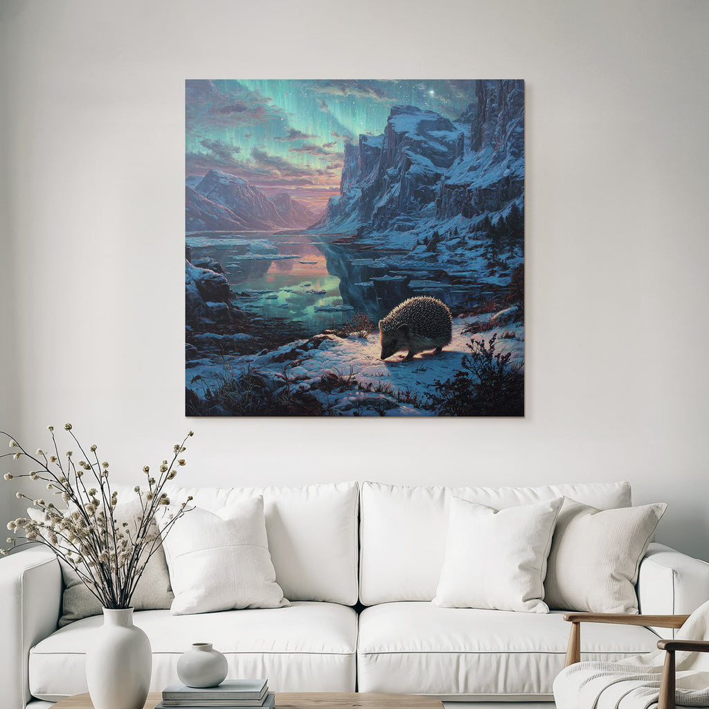 Polarlicht Verschneite Winterlandschaft Hedgehog Aurora Borealis | Fjorde und Gletscher | Landschaften