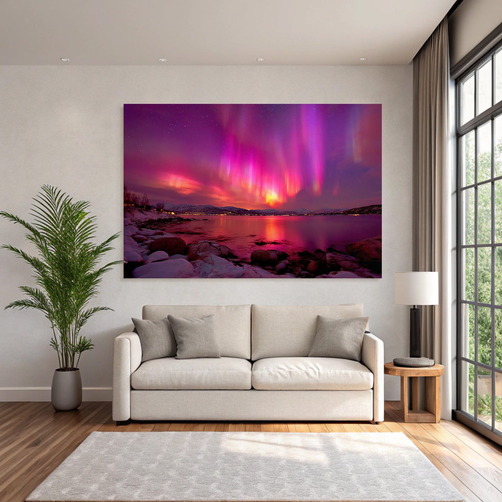 Polarlicht Aurora Borealis Nordlichter Nachtlandschaft Reflexion Wasser | Fjorde und Gletscher | Landschaften