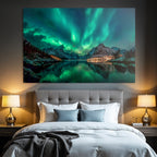 Polarlicht Nordlichter Bergreise Und Sternenhimmel Reflexion Auf Wasser | Fjorde und Gletscher | Landschaften