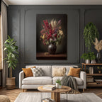 Trocken Retro Flowers Dried Flower Bouqüt In Rustic Black Vase Mit Farbenfrohen