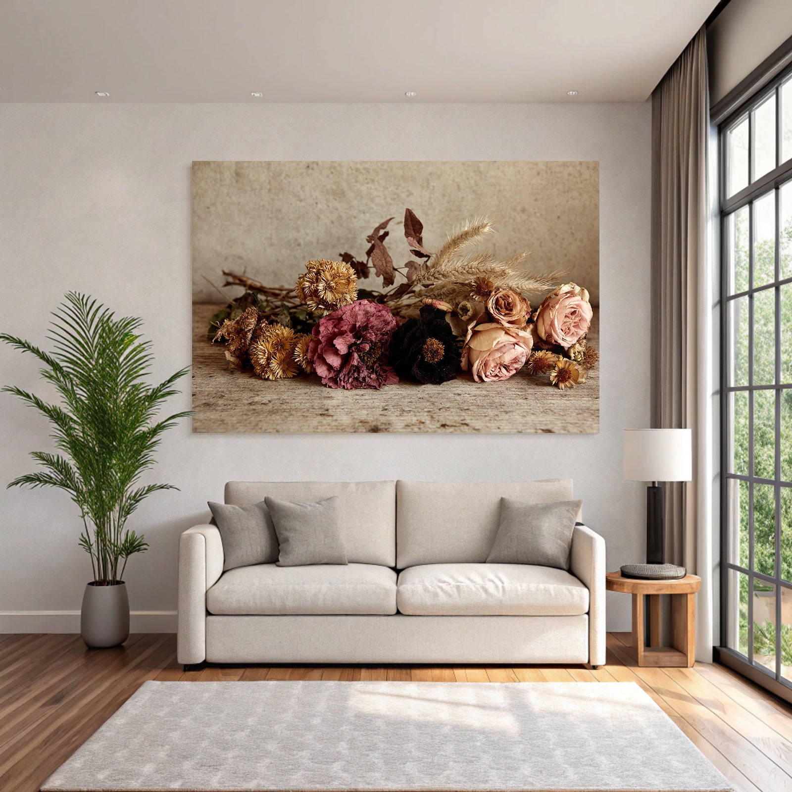 Trocken Retro Flowers Getrocknete Arrangement Rustikaler Hintergrund Erdige Farben Vintage