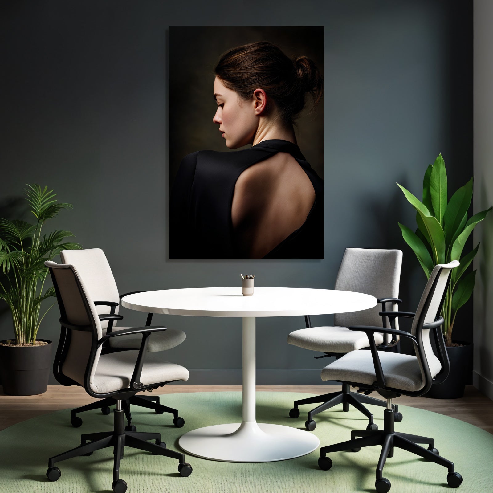 Elegante Porträt Von Hinten Introspektiv Schwarz Grazie | Aktkunst und Sinnlichkeit | Menschen und Emotionen