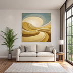 Yoga Meditation Abstrakte Landscape Gold Und Creme Mit Sonne | Yoga und Meditation | Themen und Hobbys