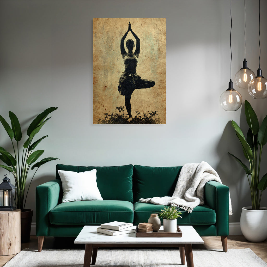 Yoga Meditation Yoga Pose Silhoütte Mit Pflanzen Und Altem Hintergrund | Yoga und Meditation | Themen und Hobbys