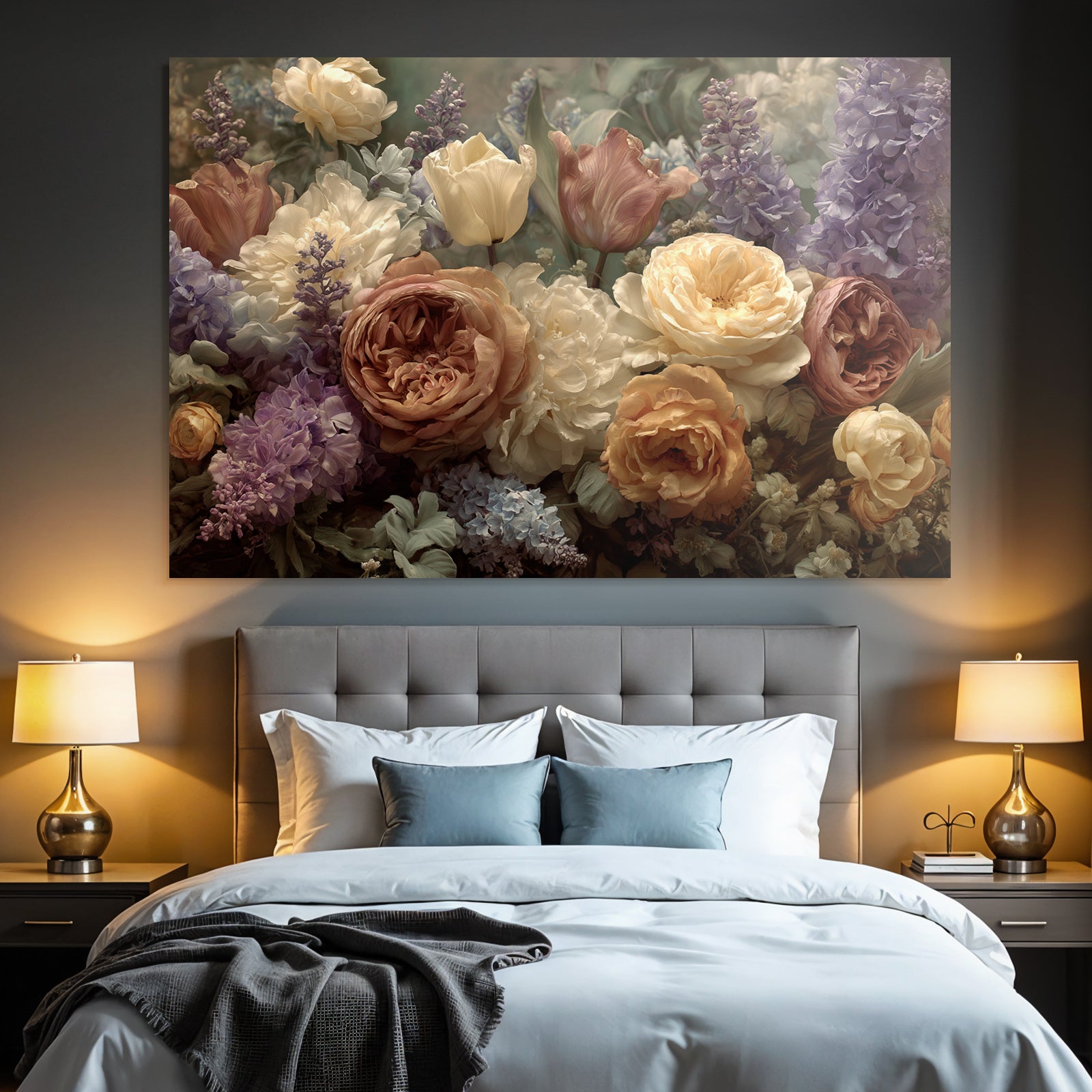 Romantisches Bouqüt Mit Pfingstrosen Tulpen Und Flieder In Pastell