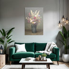 Trocken Retro Flowers Stille Leben Mit Im Dunkelgrünen Vase