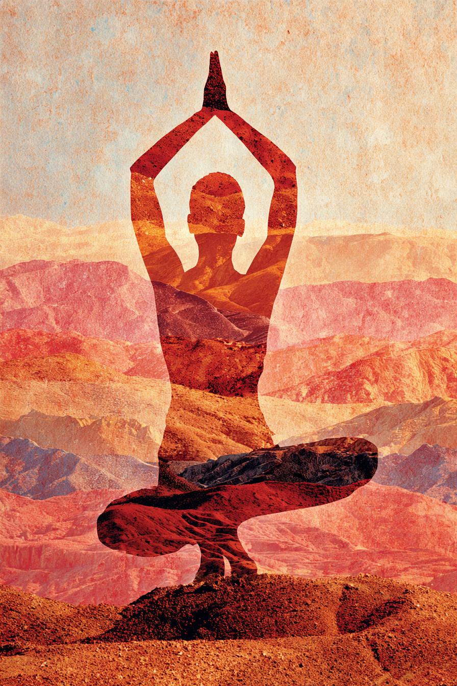 Yoga Meditation Yoga Pose In Farbigen Berglandschaften Ruhe Und Meditation | Yoga und Meditation | Themen und Hobbys