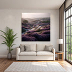 Landschaft Mit Heideblumen Modernen Architektur Dawn Dusk | Duenen und Heide | Landschaften