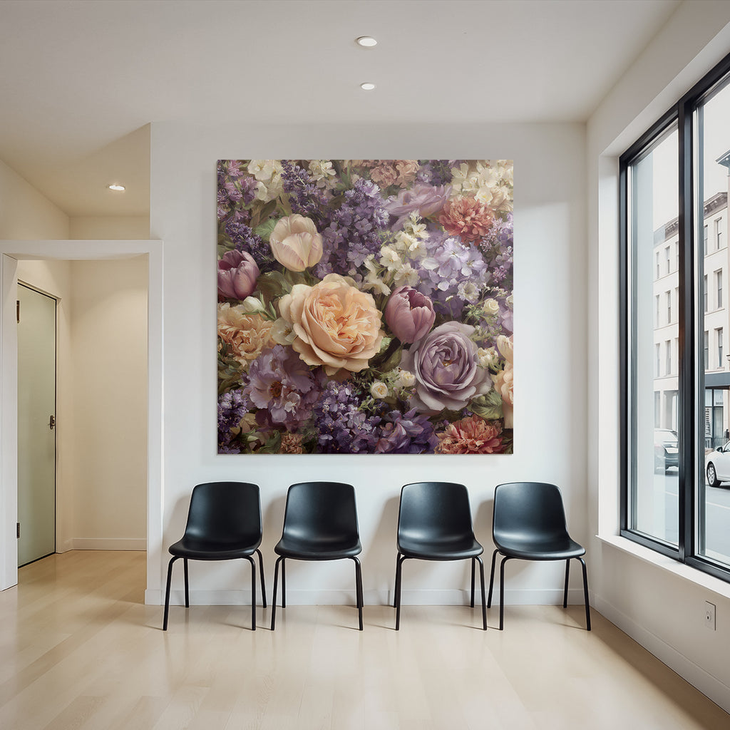 Bunte Blütenkomposition Mit Rosen Tulpen Und Mehrfarbigen Blüten
