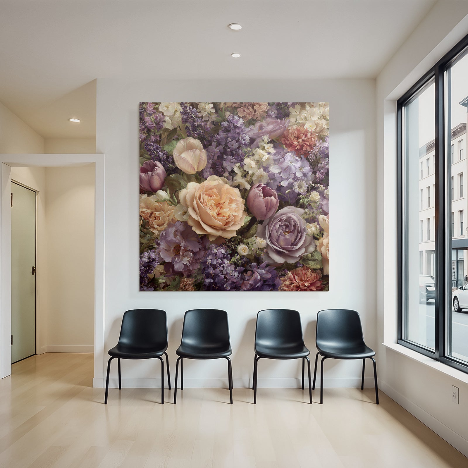 Bunte Blütenkomposition Mit Rosen Tulpen Und Mehrfarbigen Blüten