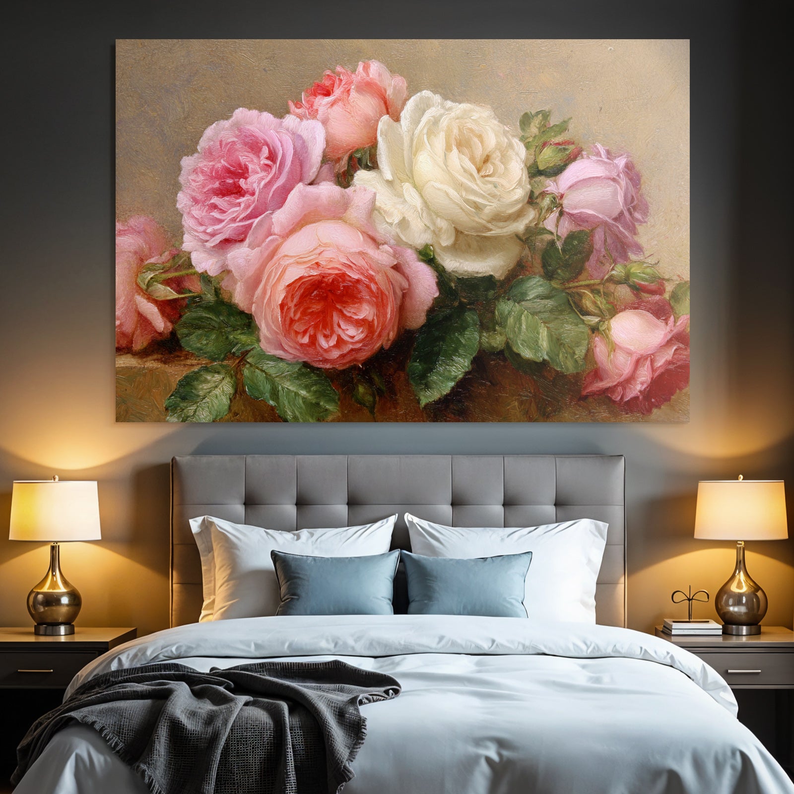 Weiches Impressionistisches Rosenarrangement In Rosatönen Und Weiss