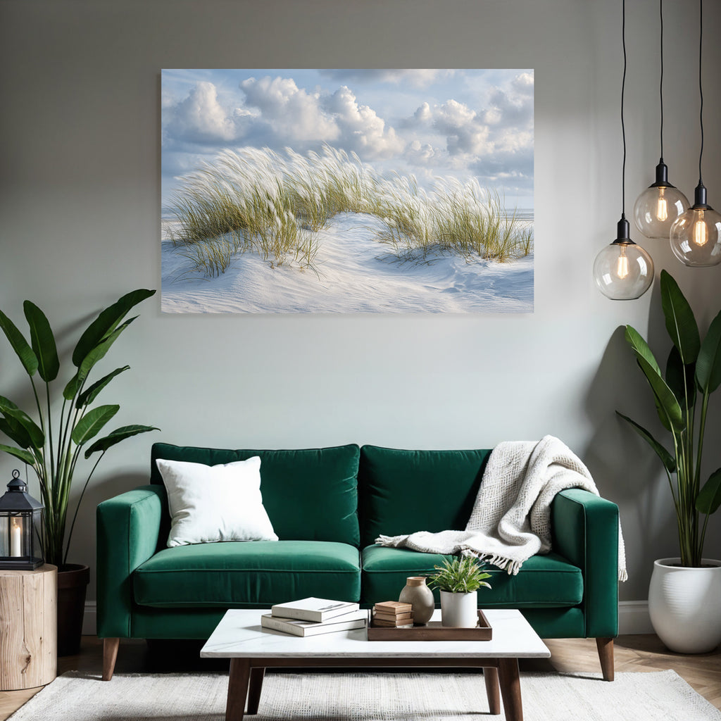 Sandstrand Mit Gras Und Wolken | Duenen und Heide | Landschaften