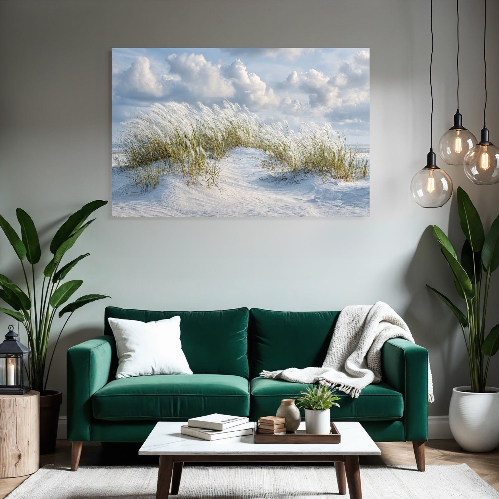 Sandstrand Mit Gras Und Wolken | Duenen und Heide | Landschaften