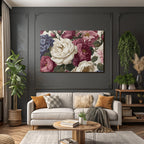 Vintage floral pattern with peonies and hydrangeas