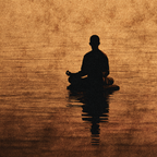 Yoga Meditation Meditierende Person Auf Dem Wasser Bei Sonnenuntergang Oder Sonnenaufgang | Yoga und Meditation | Themen und Hobbys