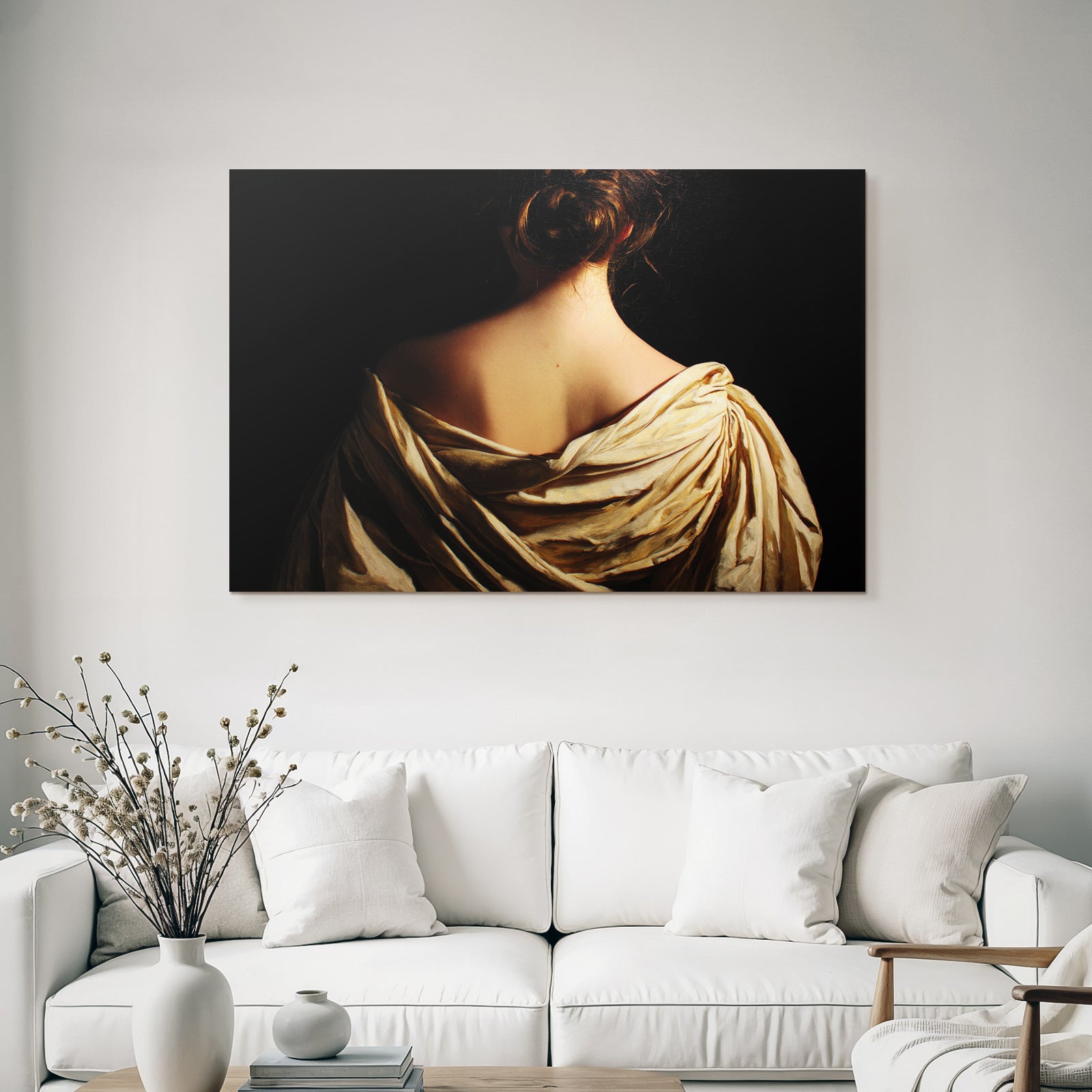 Elegante Rückenansicht Mit Flouwendem Gewand Gemalt | Aktkunst und Sinnlichkeit | Menschen und Emotionen