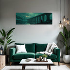 Polarlicht Digital Kunstlandschaft Mit Brücke Und Nordlichtern | Fjorde und Gletscher | Landschaften