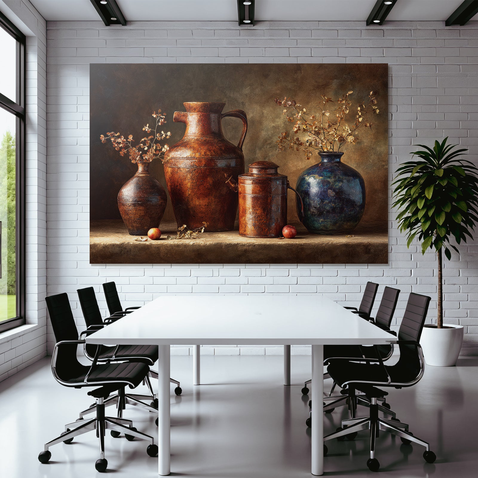 Trocken Retro Flowers Vintage Still Life Mit Topf Und Vase Im Rustikalen Stil
