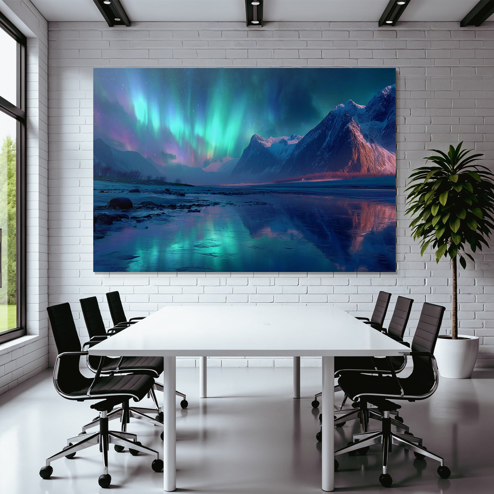 Polarlicht Nordlichter Und Gebirgen Im Nachtlandschaft | Fjorde und Gletscher | Landschaften
