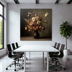 Trocken Retro Flowers Getrocknete Kranz Im Dunklen Vase Mit Warmem Hintergrund
