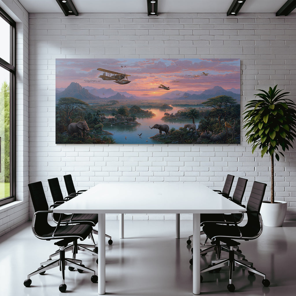 Friedliche Natur Landschaft Elephanten Sonnenuntergang | Flugzeuge | Mobilitaet und Technik